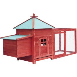 Chicken Coop with Nest Box Red 76"x26.8"x41" Solid Firwood